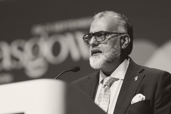 Tayyeb Shah speaking at the EAIE Annual Conference in Glasgow